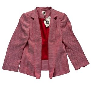 Anne Klein Red Textured Open Front Blazer Jacket | Size 4 | NWT